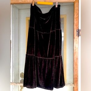 Womens Plus sized Brown Velvet Tiered Maxi skirt 2x
